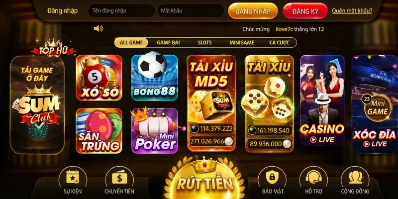 SUMCLUB cung cấp đầy đủ game bài, nổ hũ, casino trực tuyến và mini game trên một nền tảng